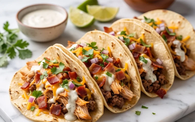 Baked Chicken Beef Bacon Ranch Tacos