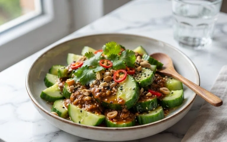 Cucumbers in Spicy Peanut Sauce
