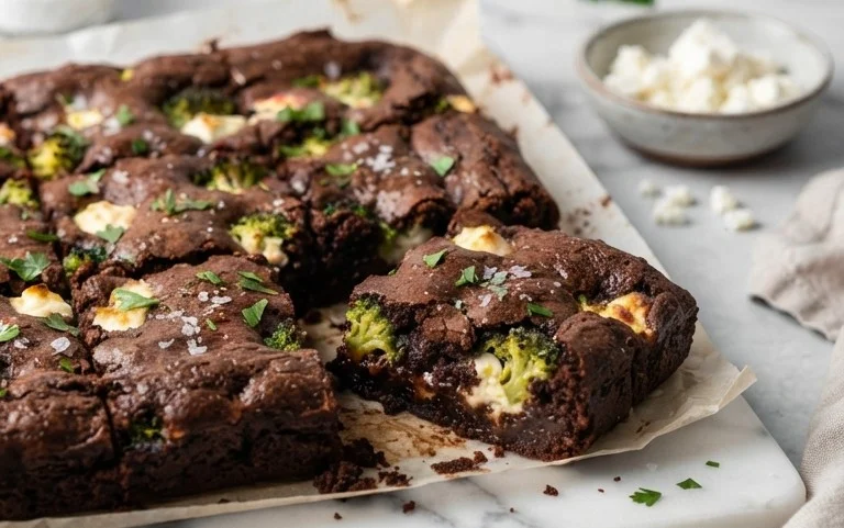 Broccoli and Feta Brownies