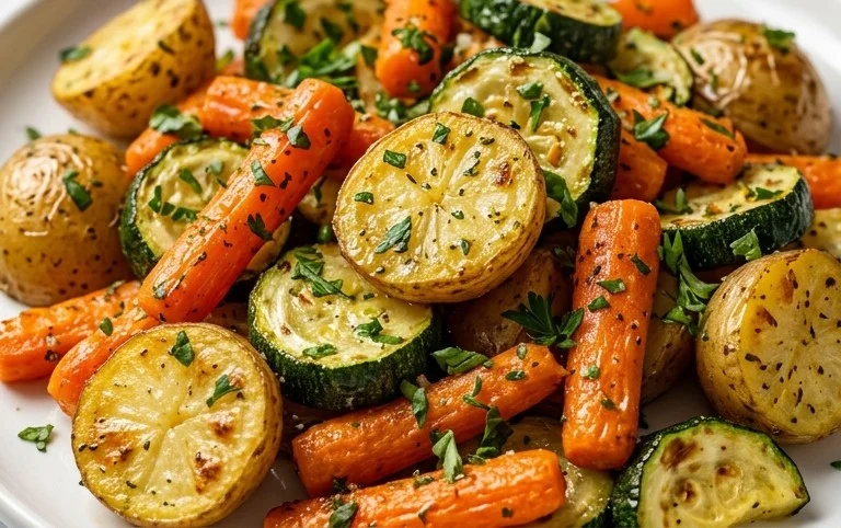 Garlic Herb Roasted Potatoes Carrots and Zucchini