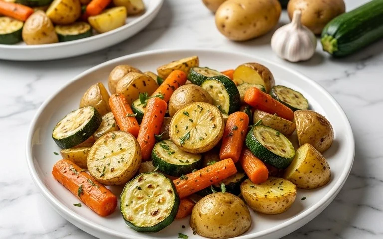 Garlic Herb Roasted Potatoes Carrots and Zucchini