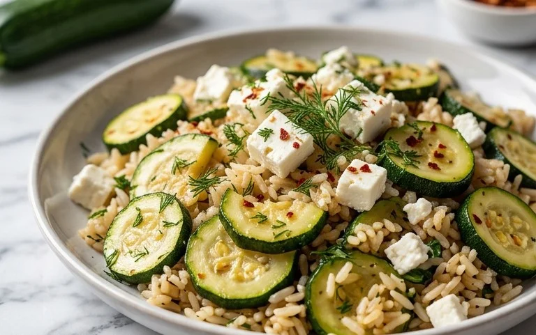 Zucchini-Reis-Pfanne mit Feta
