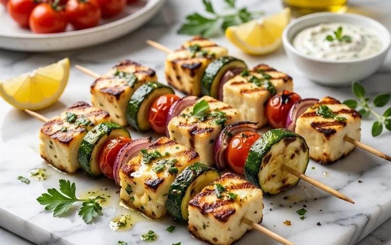 Halloumi Zucchini Spieße Vom Grill: Sommerlich, Lecker & Vegetarisch