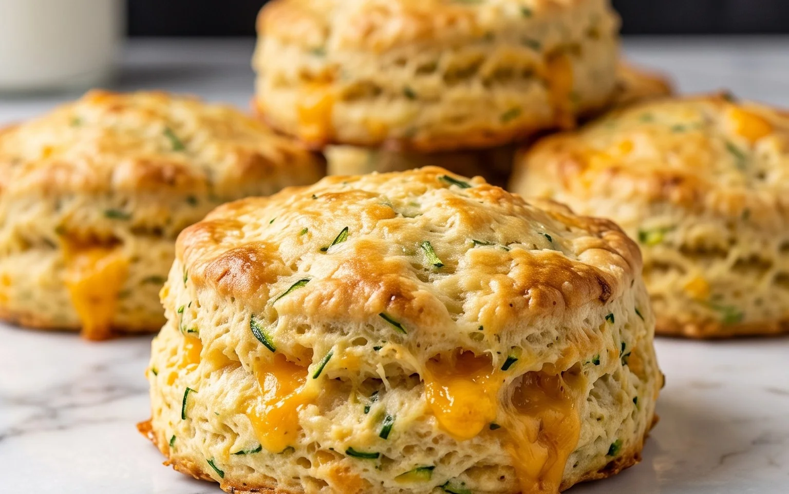 Soft and Tender Zucchini Cheddar Biscuits