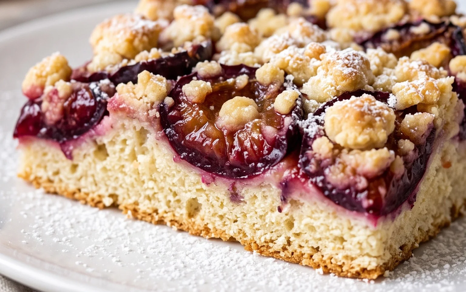 Rezept für Streusel-Pflaumenkuchen vom Blech mit Hefeteig