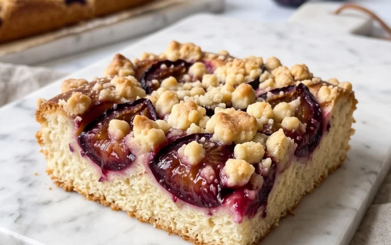 Rezept für Streusel-Pflaumenkuchen vom Blech mit Hefeteig