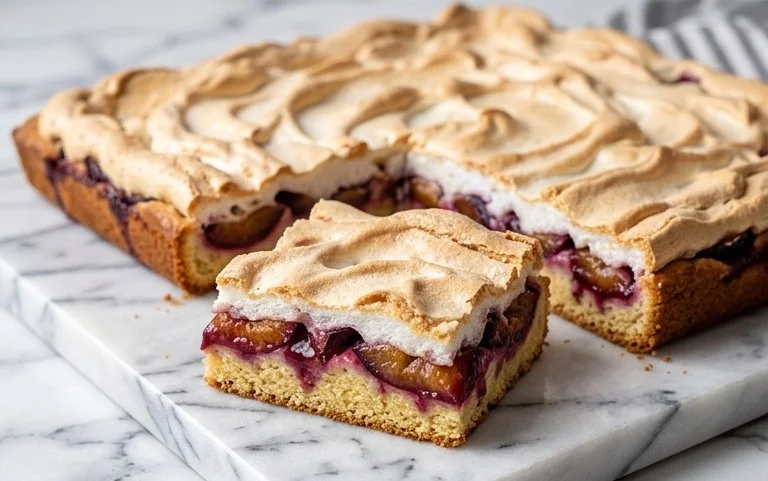 Polnischer Zwetschgen Kuchen vom Blech mit Baiser